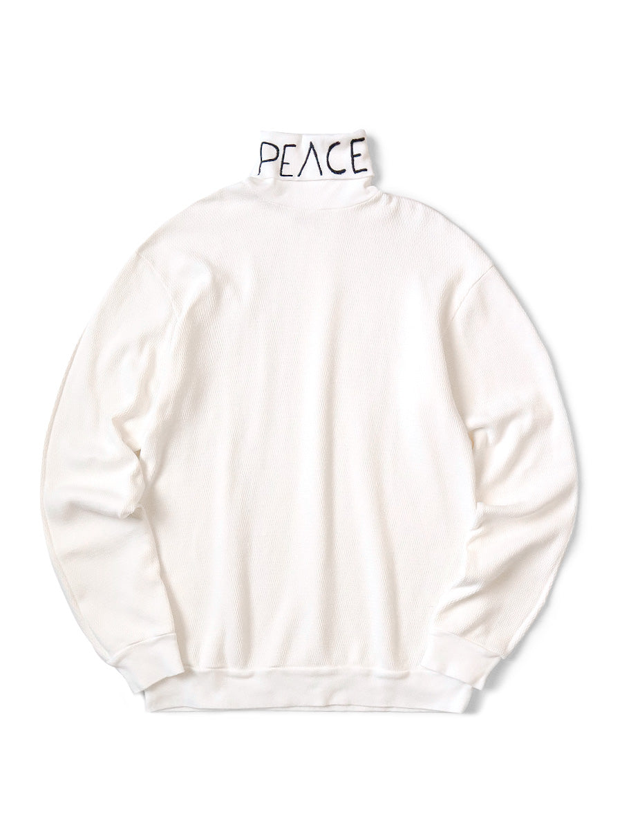 Waffle Jersey High Neck Long T (PEACE Embroidery)