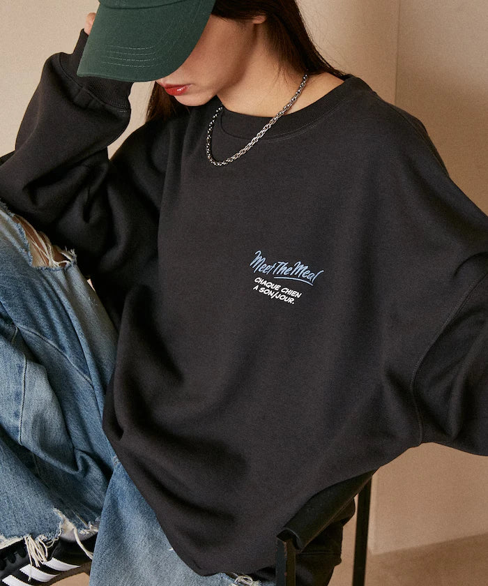 Sagara Embroidery French Bulldog Fleece-Lined Sweatshirt Limited Edition