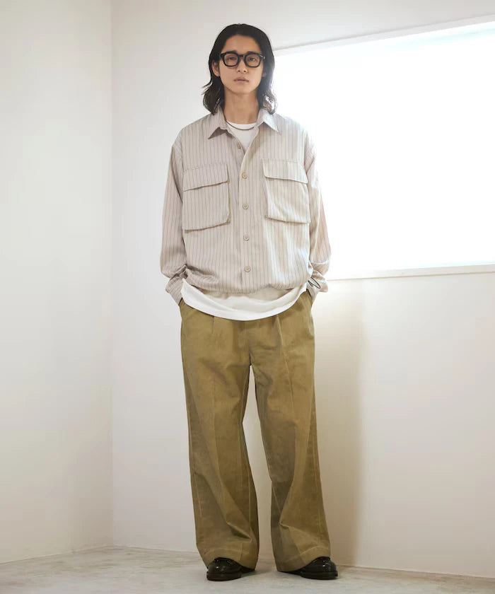Stripe Shirt Blouson / Setup Compatible / Layer / Relaxed Fit