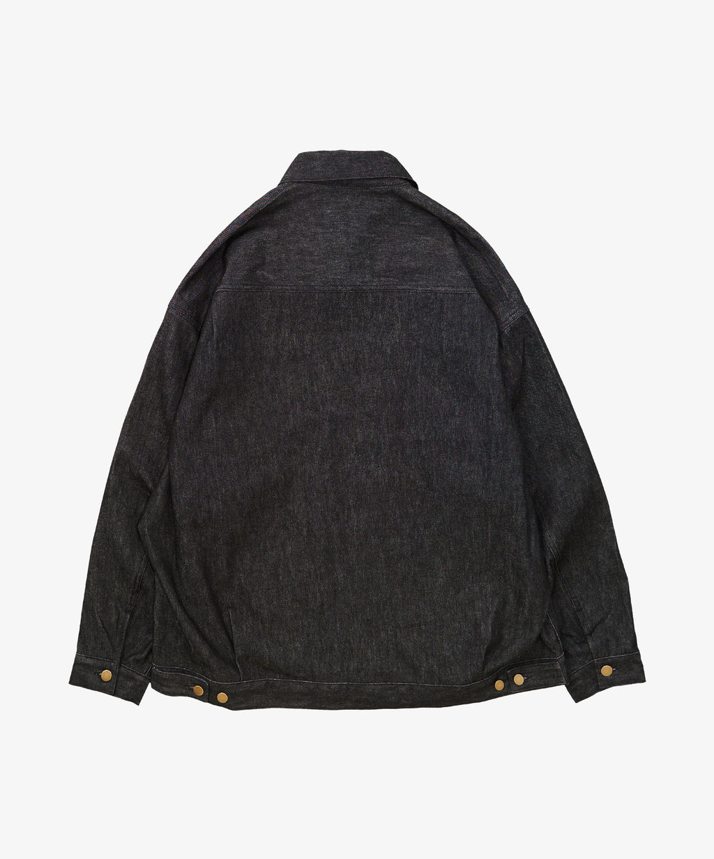trucker jacket black denim one wash