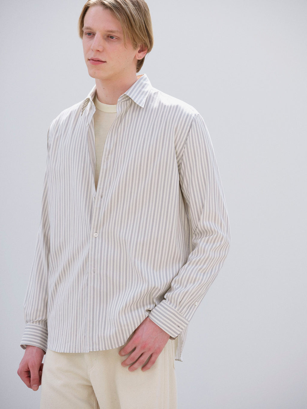 COTTON SILK STRIPE SHIRT