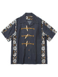 Silk Rayon Toggle - Milept Short Sleeve Open Collar Shirt
