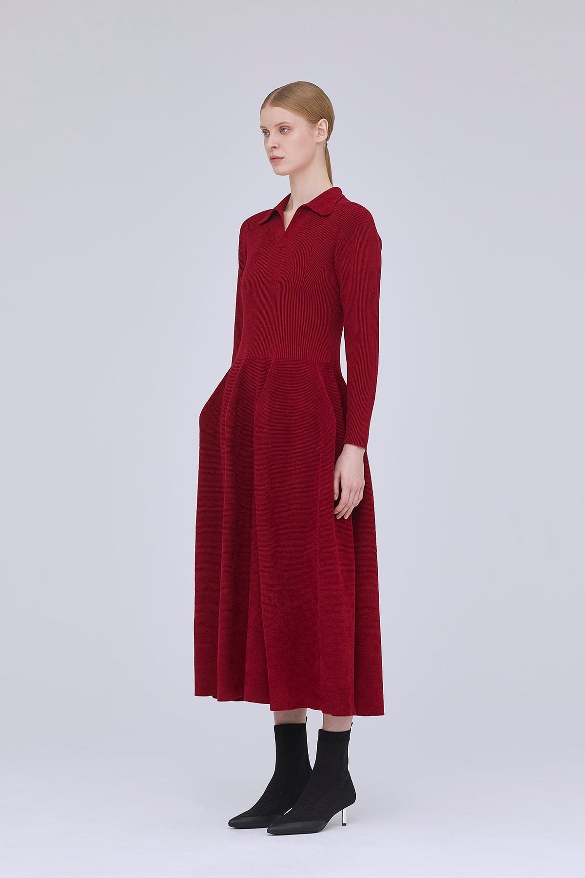 POTTERY VELVET LONG SLEEVE POLO DRESS