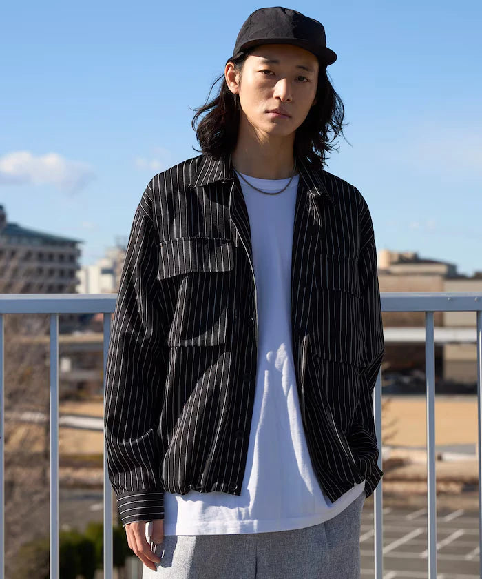 Stripe Shirt Blouson / Setup Compatible / Layer / Relaxed Fit