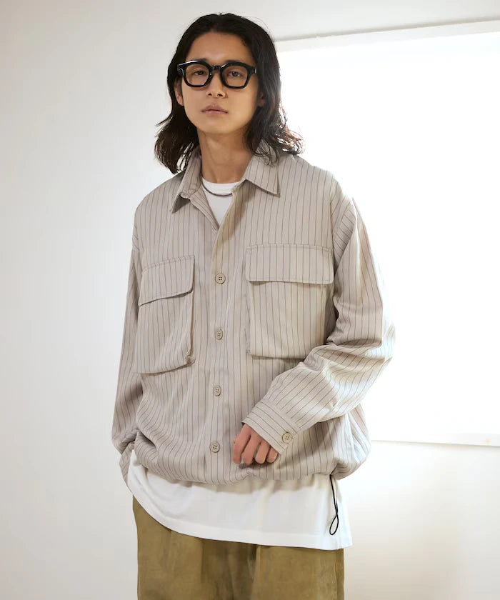 Stripe Shirt Blouson / Setup Compatible / Layer / Relaxed Fit