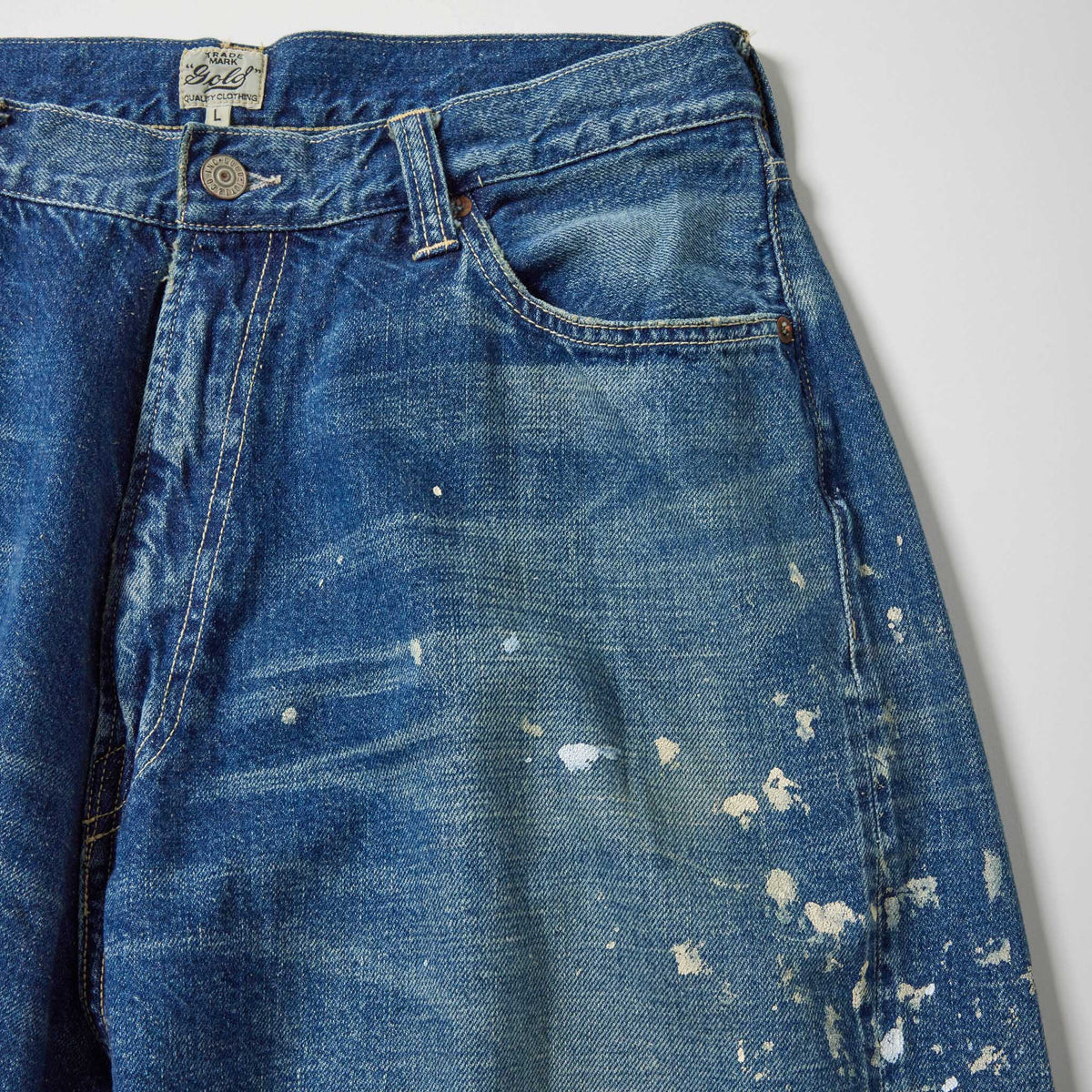 Recycled Waste Suvin Cotton Yarn 11.5oz Denim 5Pocket Baggy Pants Vintage Washed (Zipper Fly)