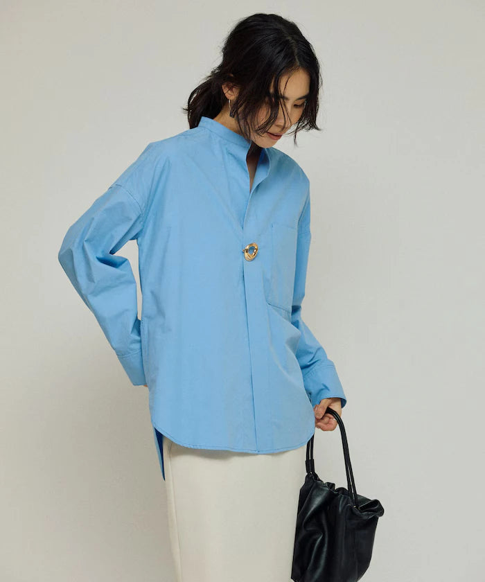 Oversized Long Sleeve Brooch Shirt