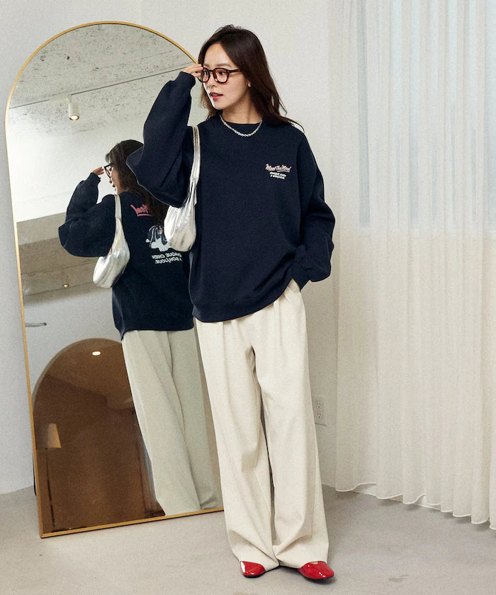 Sagara Embroidery French Bulldog Fleece-Lined Sweatshirt Limited Edition