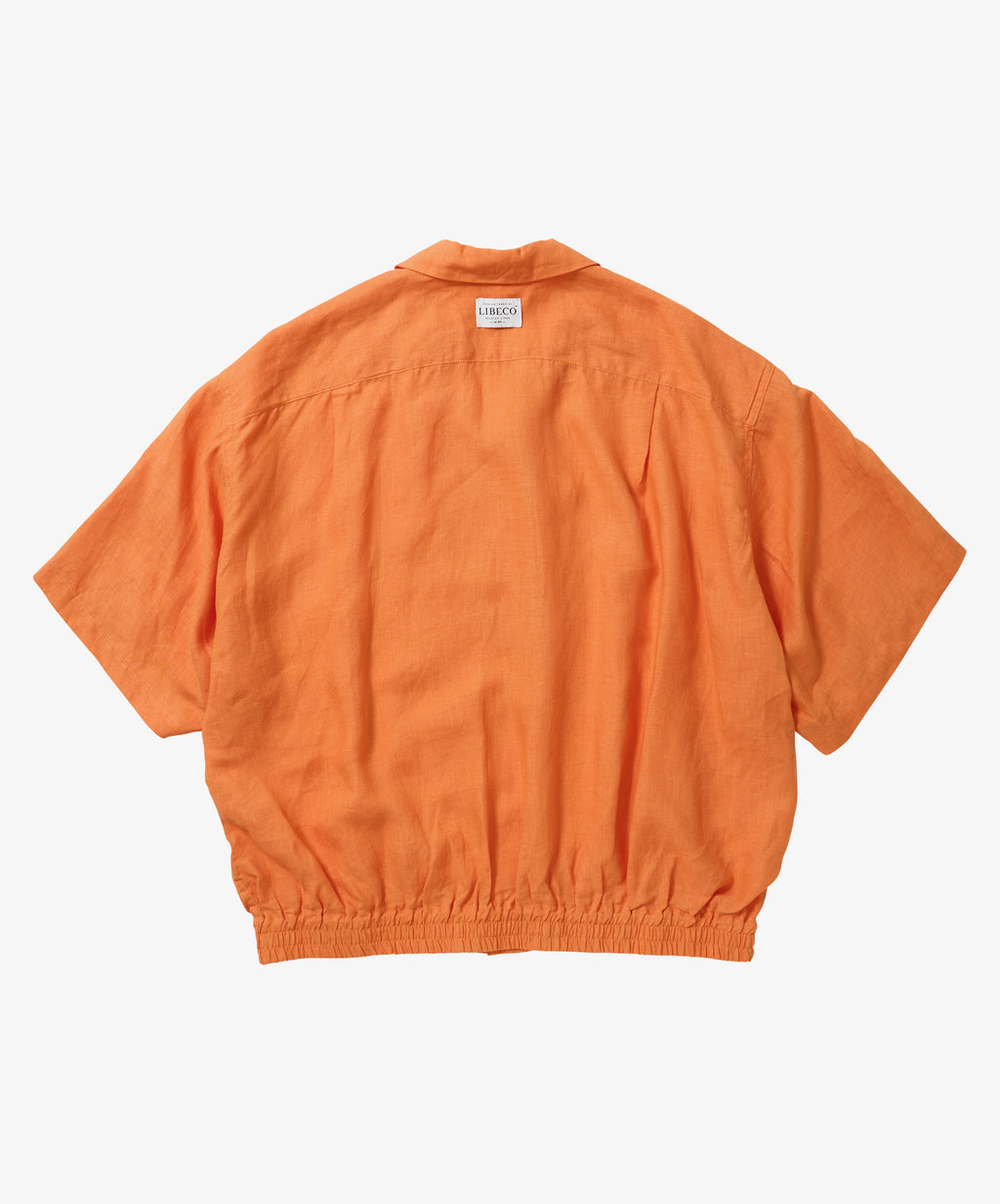 ribbed shirts short sleeve linen orange