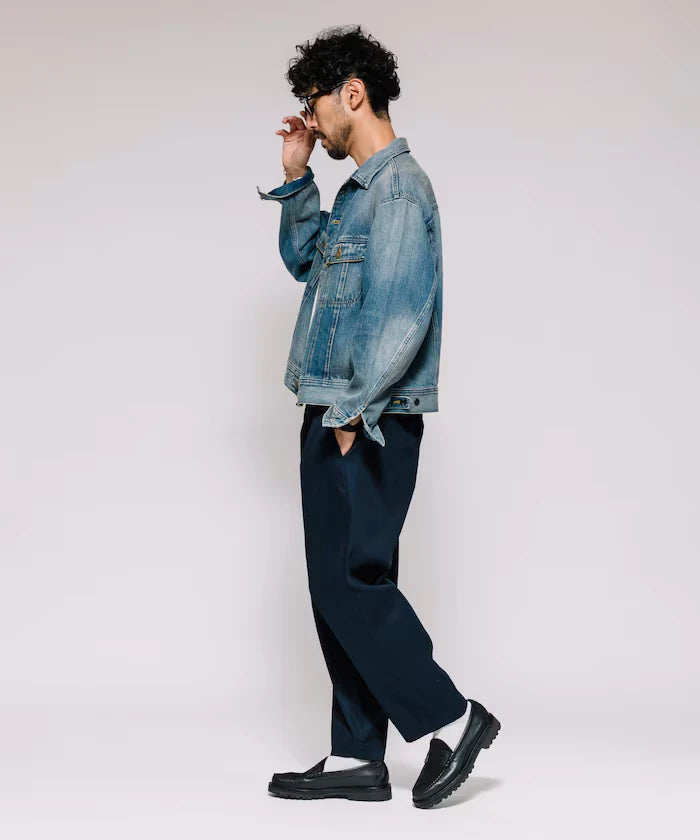 Wide Silhouette Drawstring Chino Pants / Tapered Silhouette Easy Chino Pants