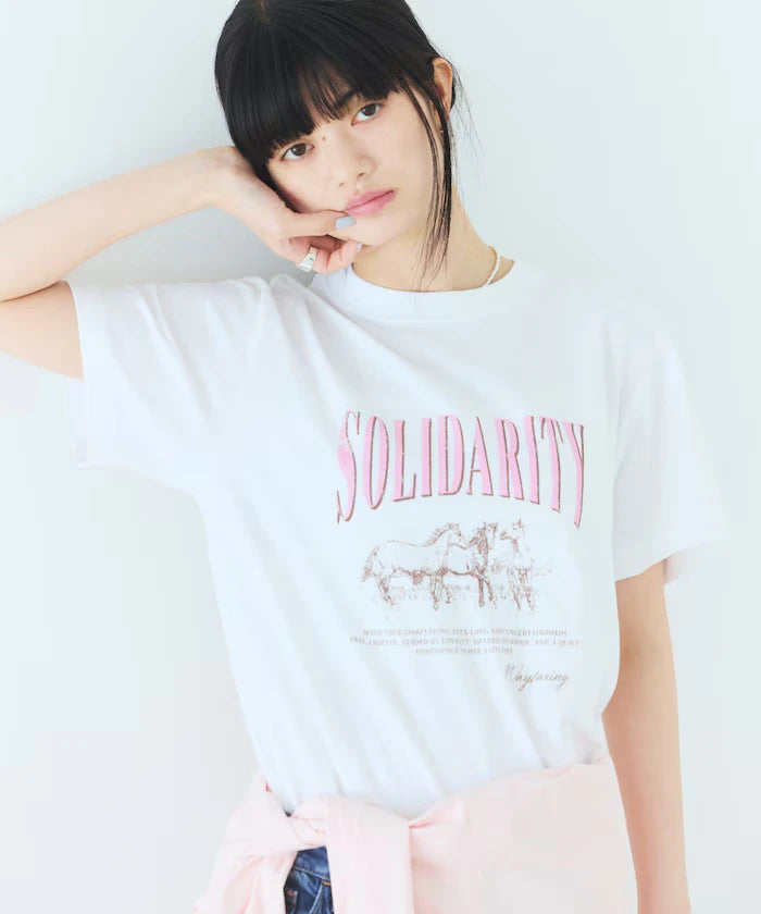 Comfortable Logo Horse Print Crew Neck T-Shirt