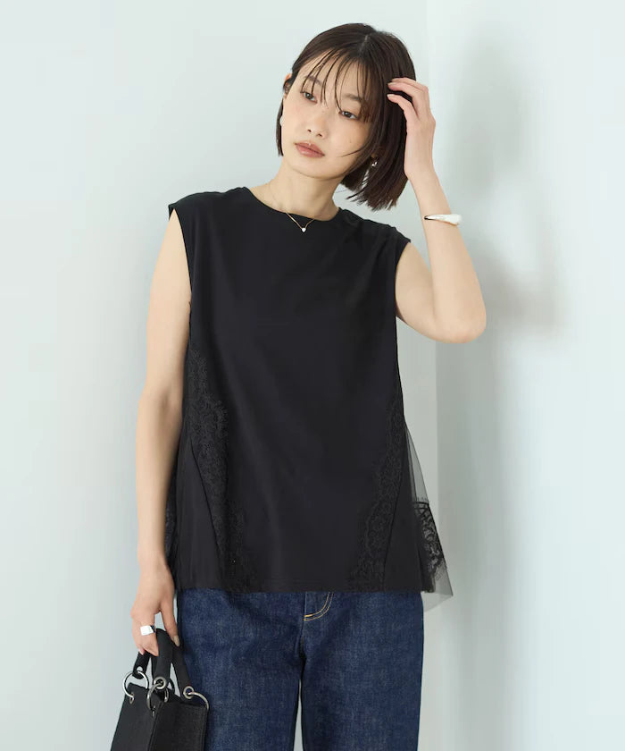 Organic Cotton Tulle Lace Docking Top