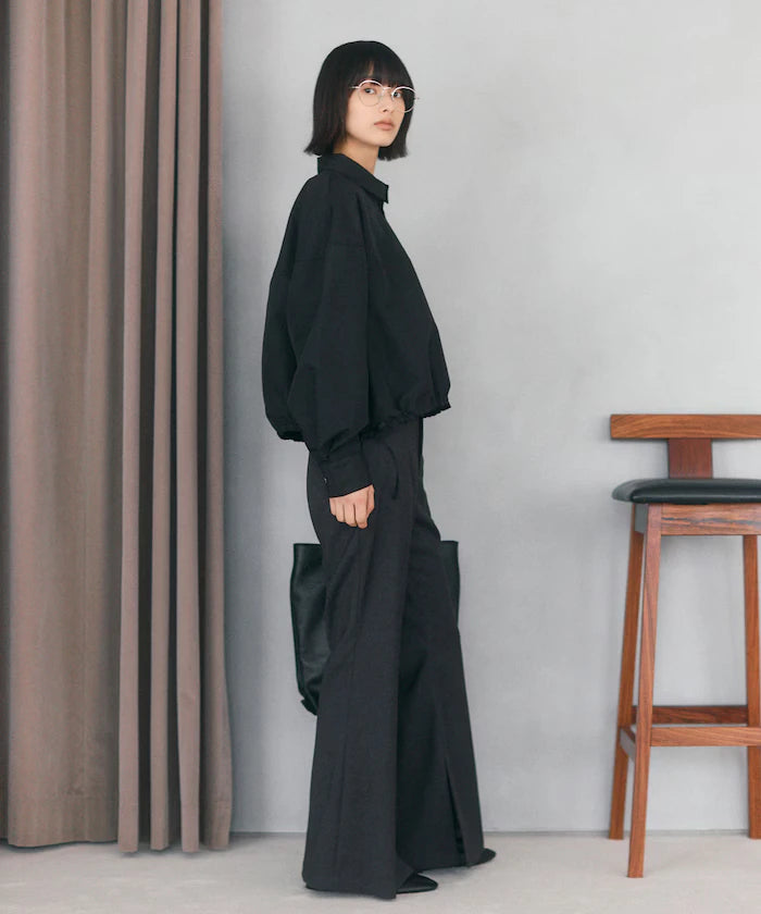 Hem Code Switch Short Length Long Sleeve Shirt