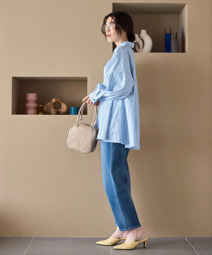 Flare Silhouette Skipper Balloon Sleeve Shirt
