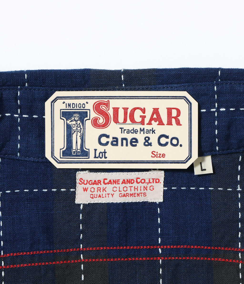FICTION ROMANCE 5.5oz. INDIGO CHECK WORK SHIRT