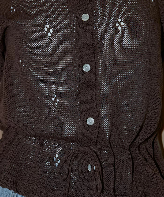 Linen Touch Eyelet Knit Cardigan Limited Edition