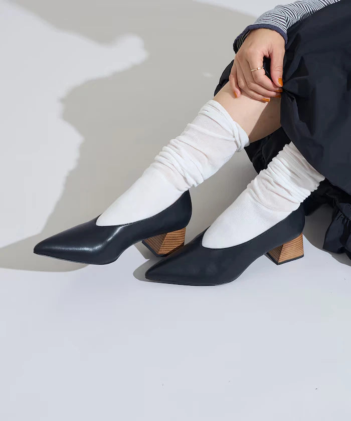 Leather Wedge Sole Pumps