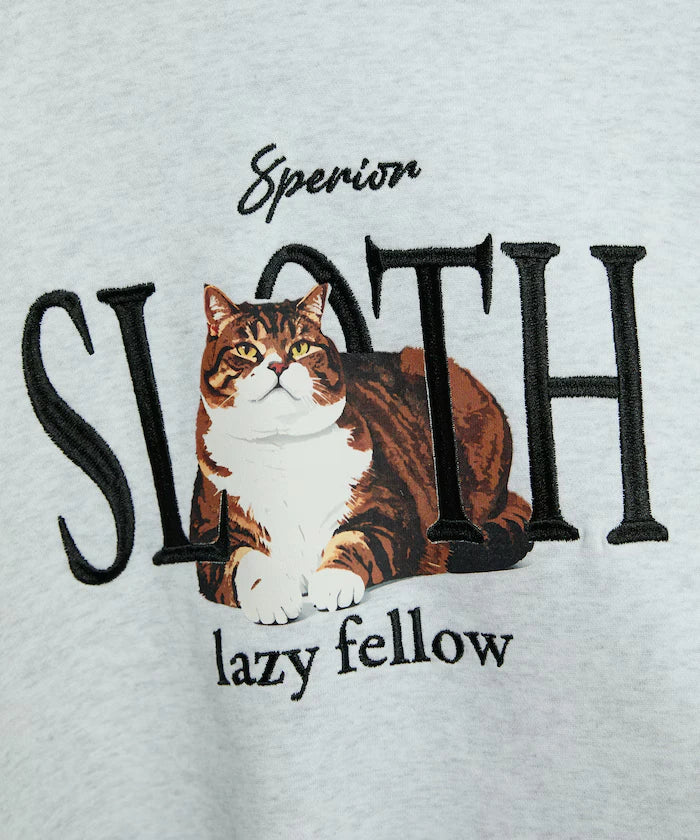 SLOTH Cat Fleece Lined Sweatshirt Limited Edition