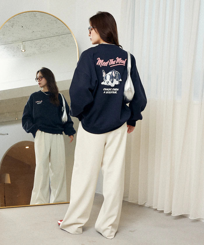 Sagara Embroidery French Bulldog Fleece-Lined Sweatshirt Limited Edition