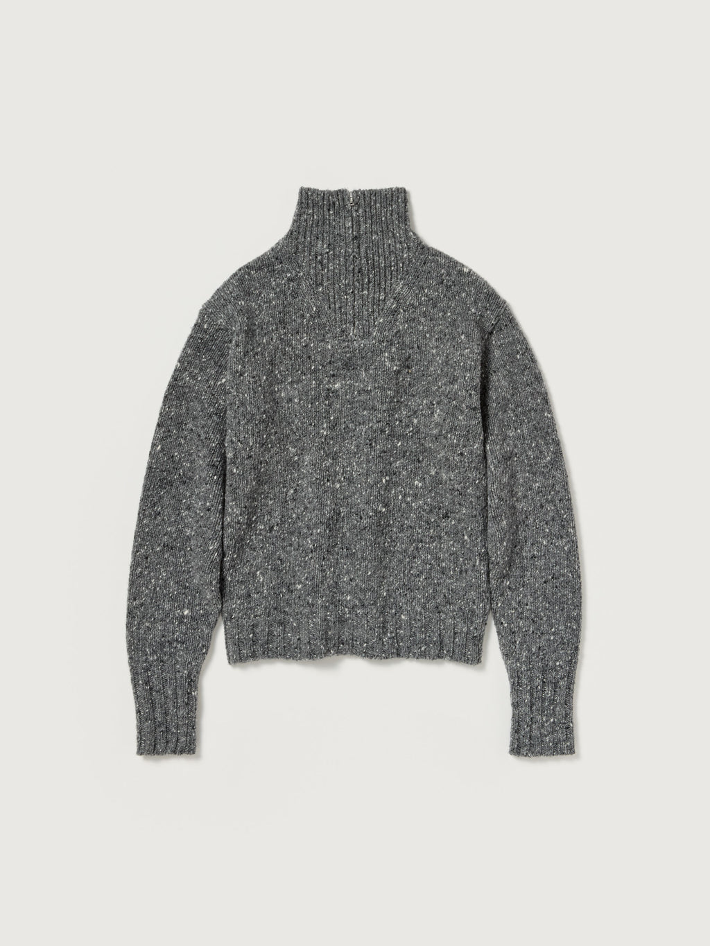 LOW-GAUGE HOMESPUN TWEED KNIT ZIP TURTLE