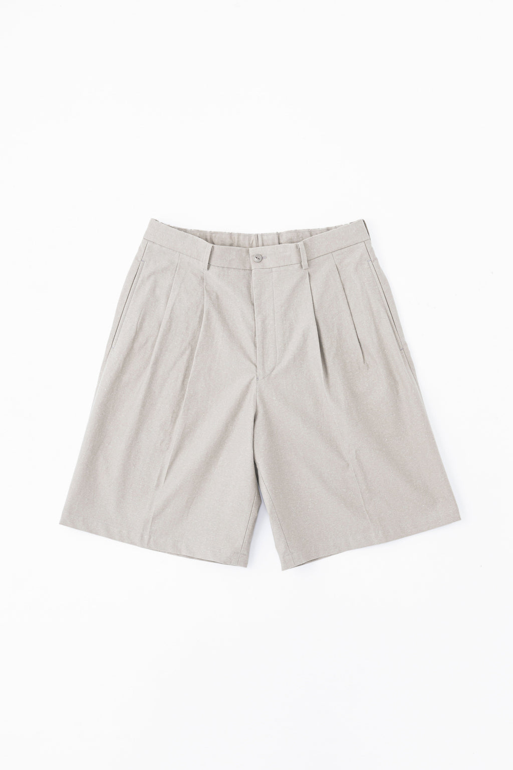 DOUBLE PLEATED SHORTS - BEIGE