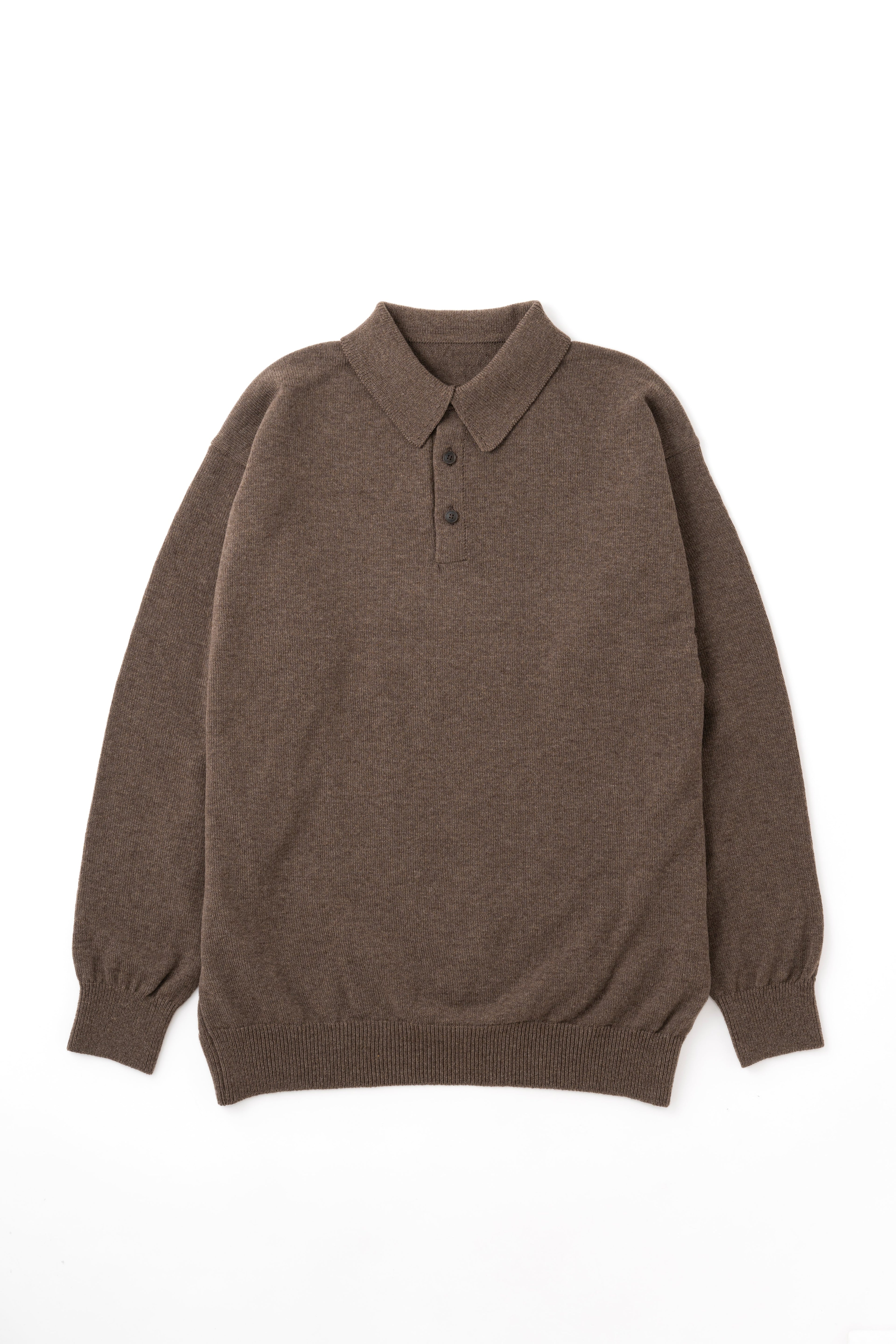 KNIT POLO - BROWN