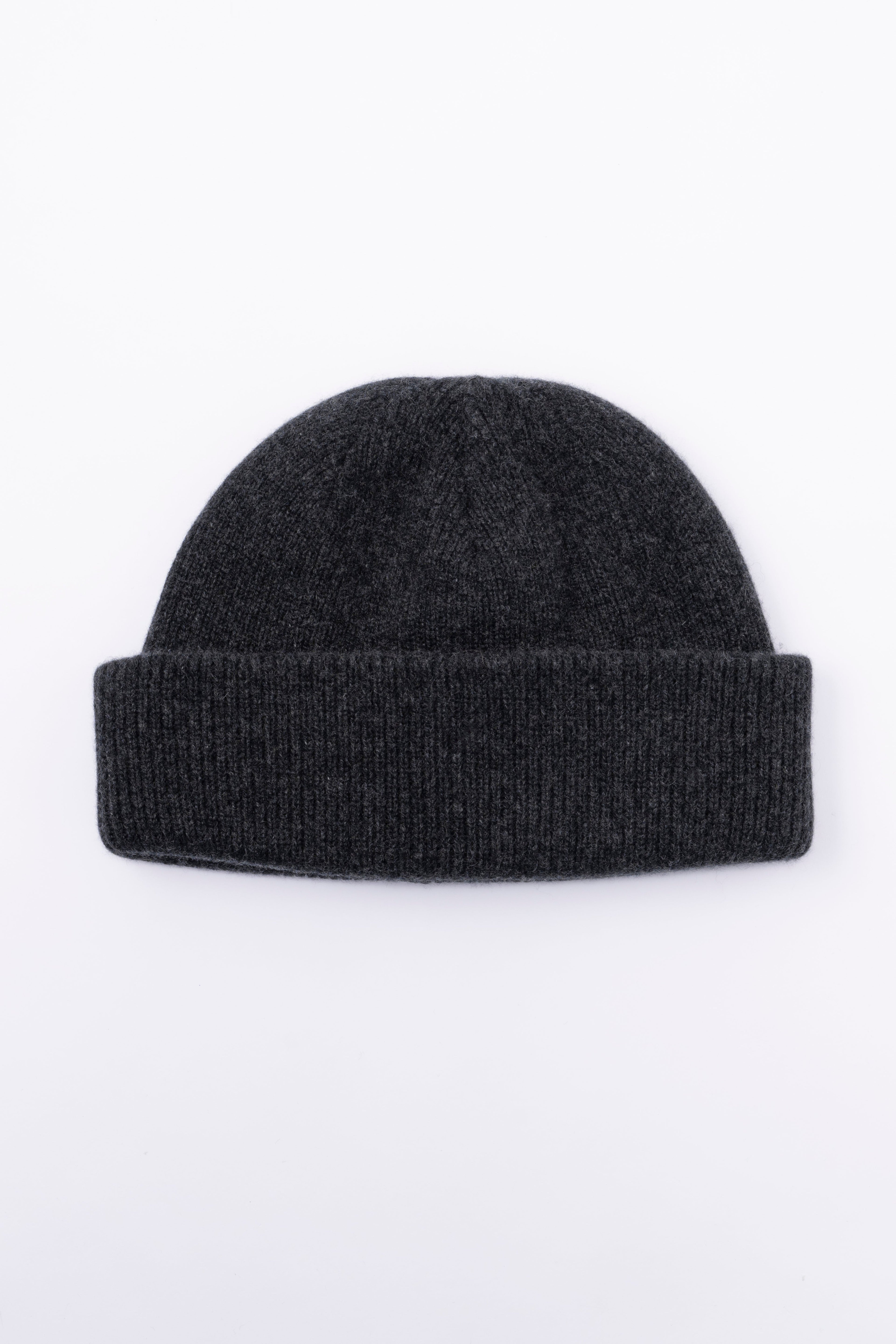 CASHMERE KNIT BIG WATCH CAP - CHARCOAL GRAY