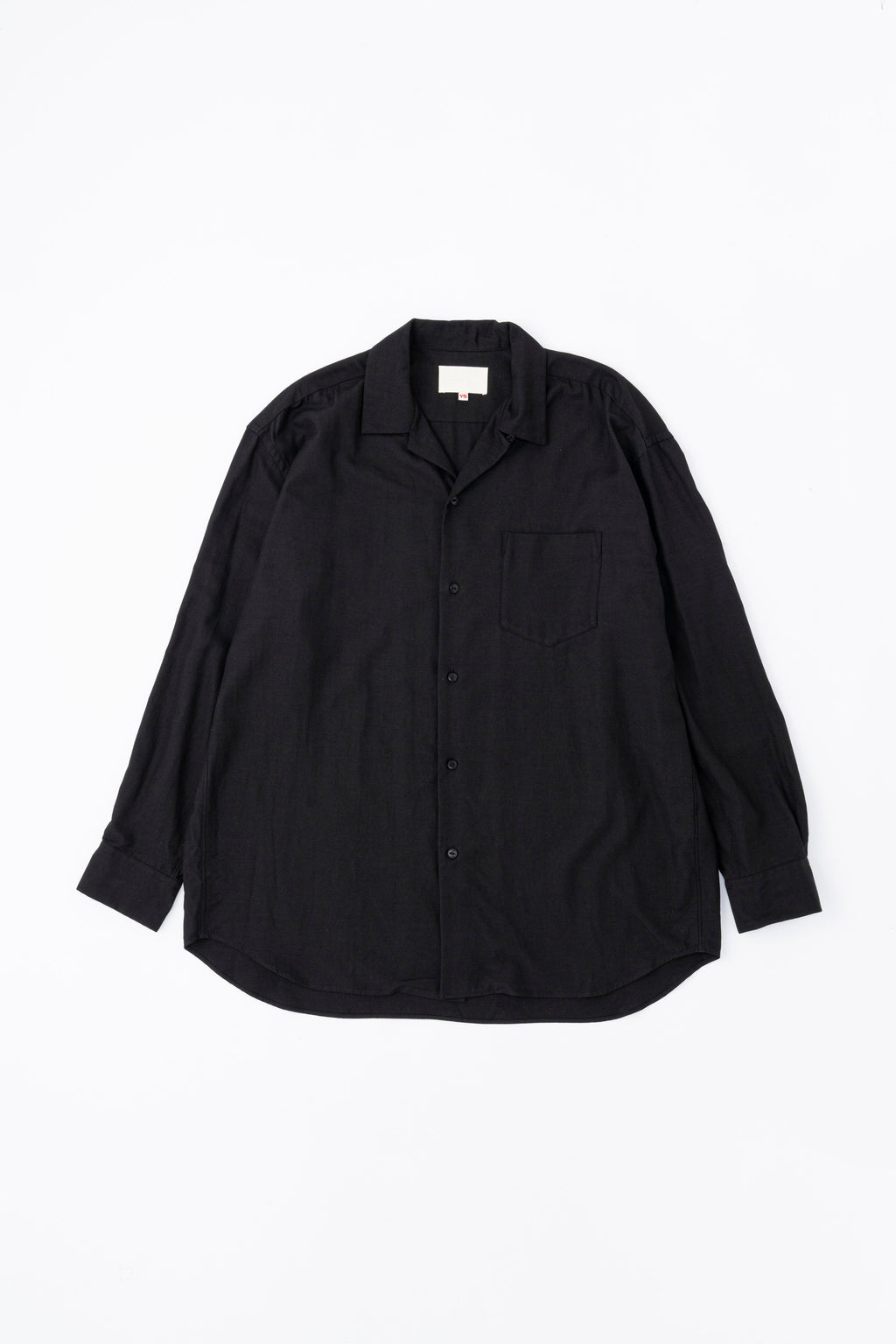 OPEN COLLAR SHIRT - BLACK