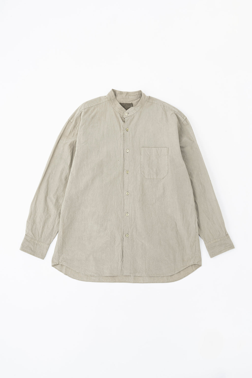 BAND COLLAR SHIRT（NATURAL GARMENT DYE) - MUGWORT