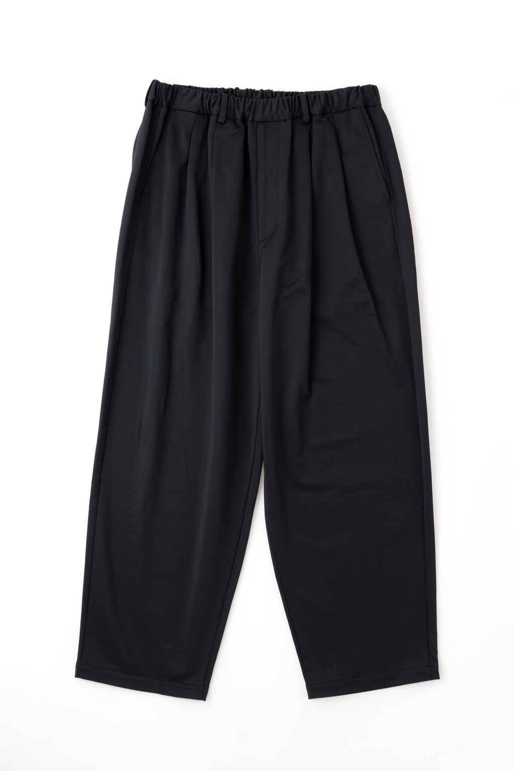 DOUBLE PLEATED WIDE EASY PANTS - BLACK