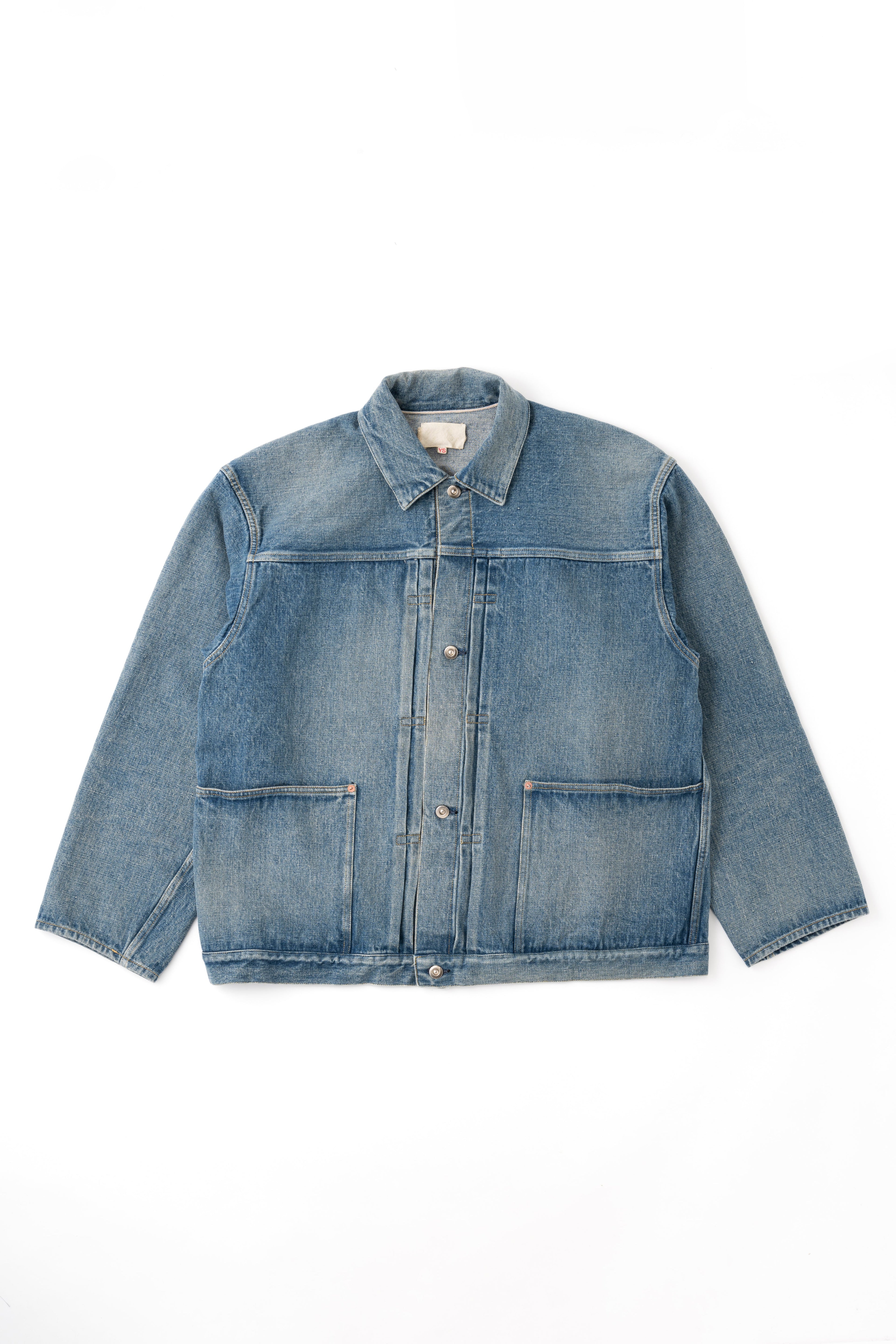 PLEATS JACKET - FADE INDIGO