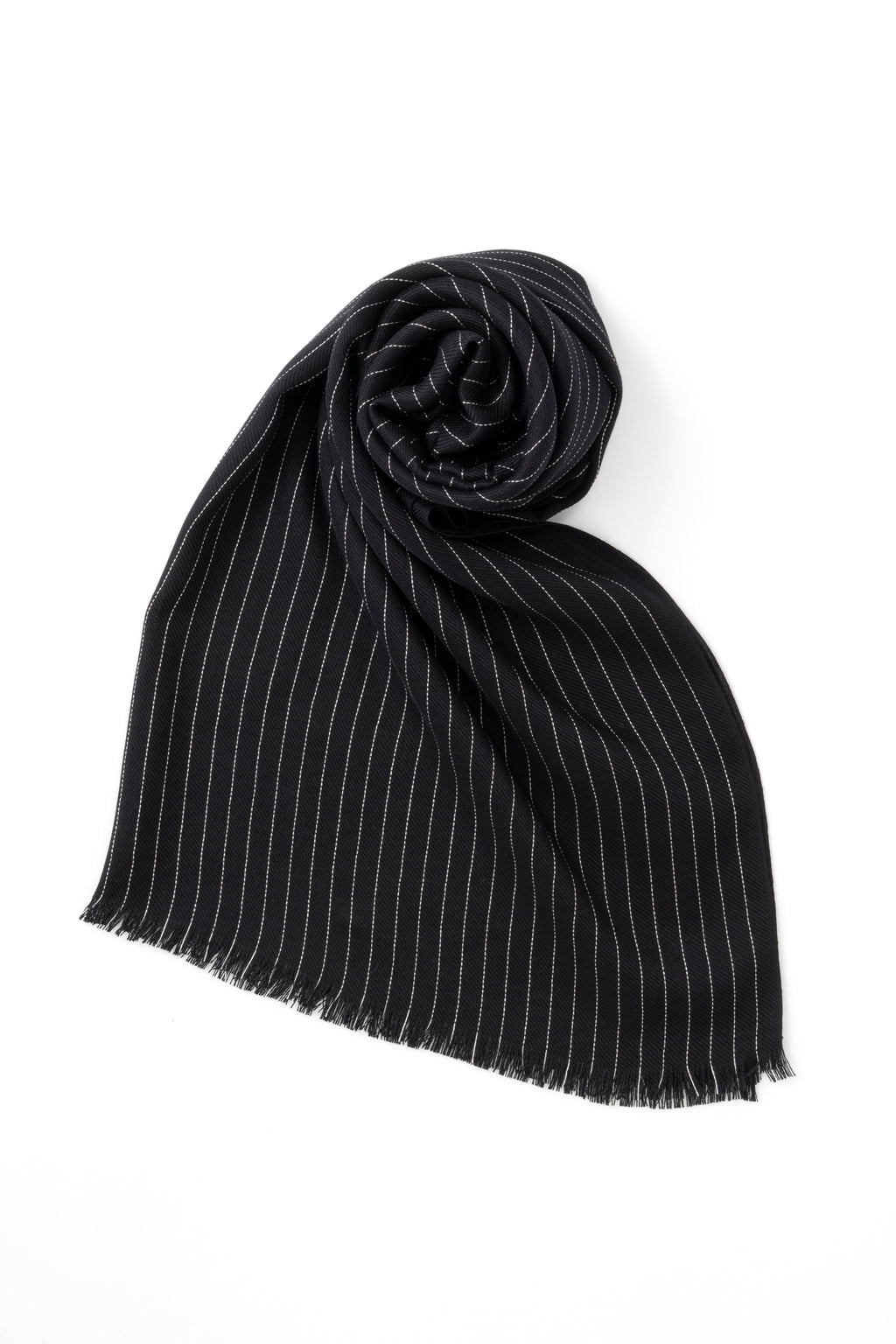 SILK × WOOL LONG SCARF - BLACK