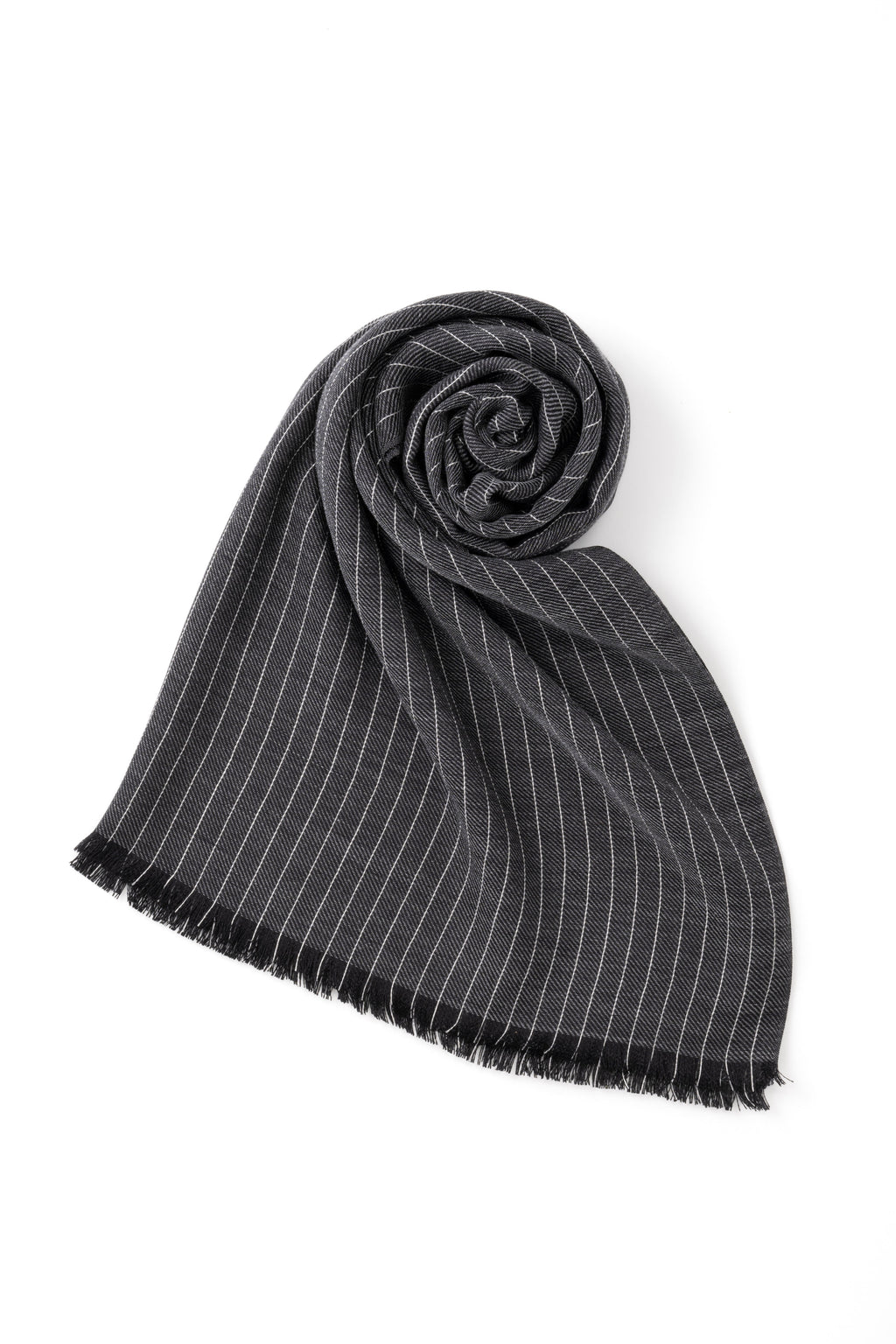 SILK × WOOL LONG SCARF - CHARCOAL GRAY