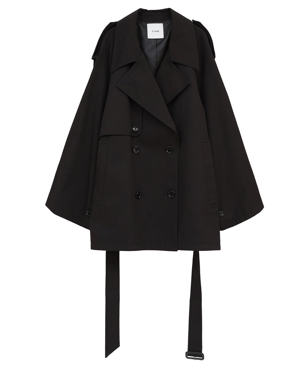 OVER SHORT TRENCH COAT - BLACK