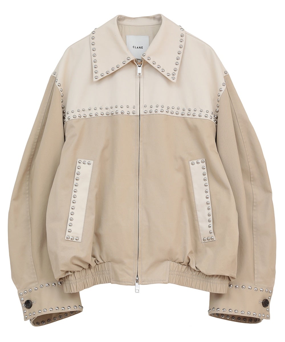 W COLOR STUDDED DRIZZLER JACKET - BEIGE