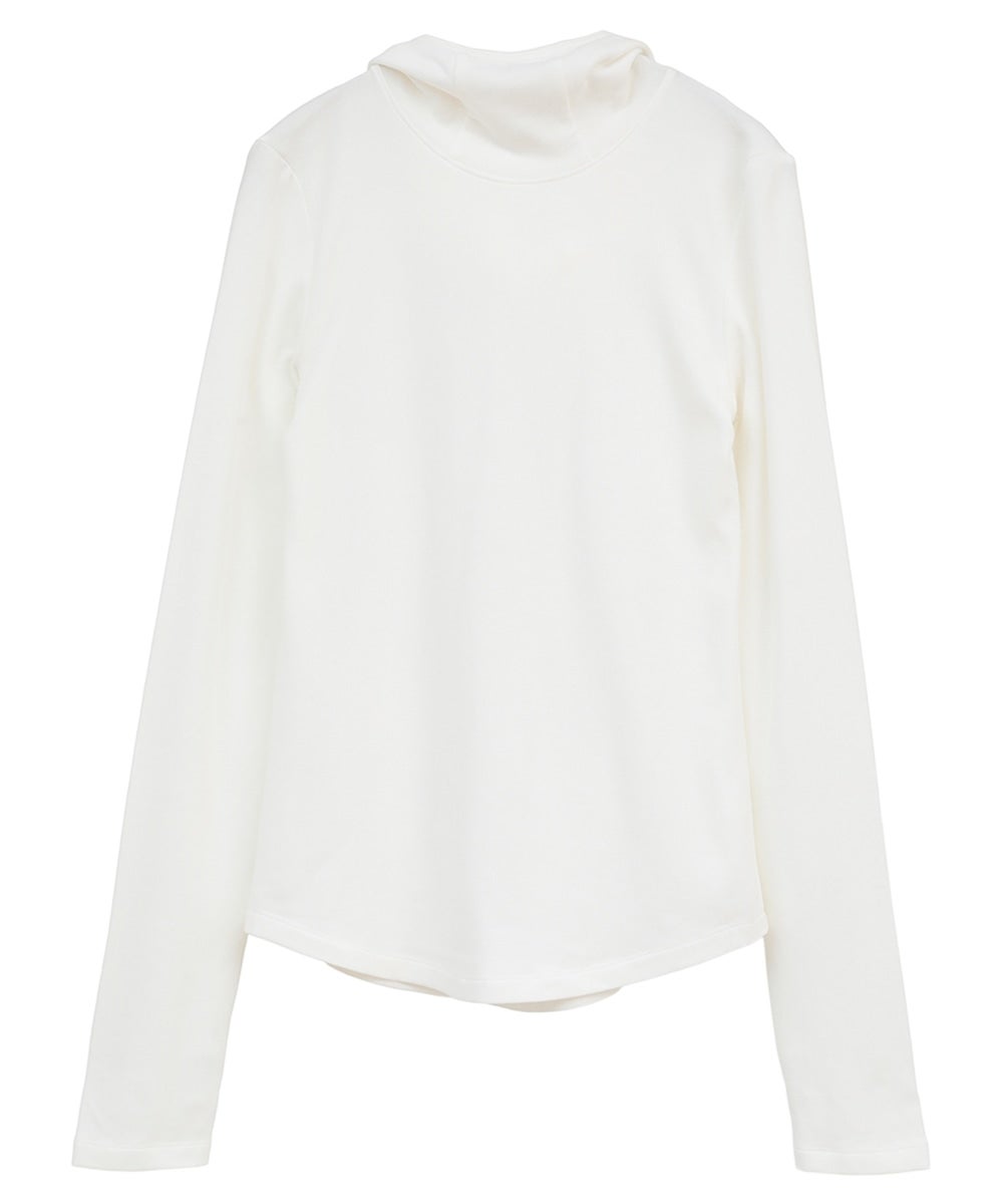 SOFT HOODED HIGH NECK TOPS - WHITE