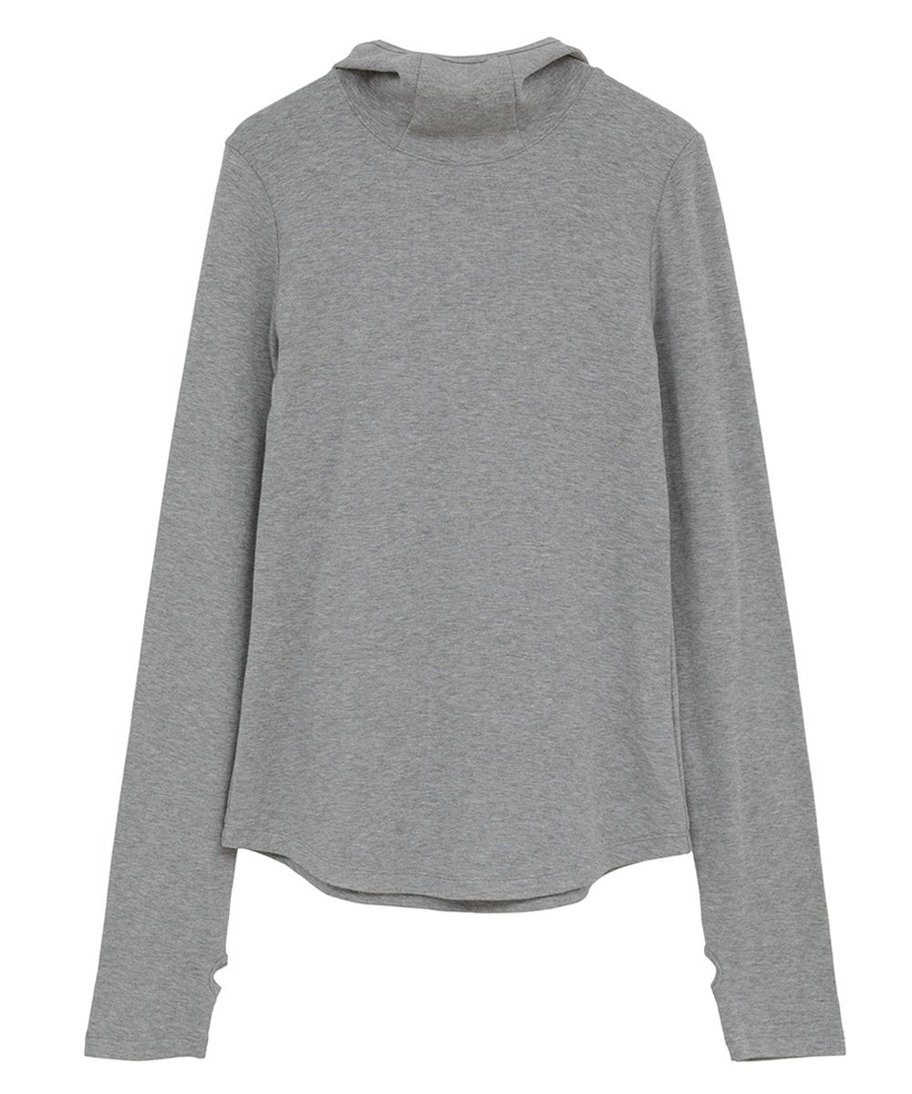 SOFT HOODED HIGH NECK TOPS - GRAY