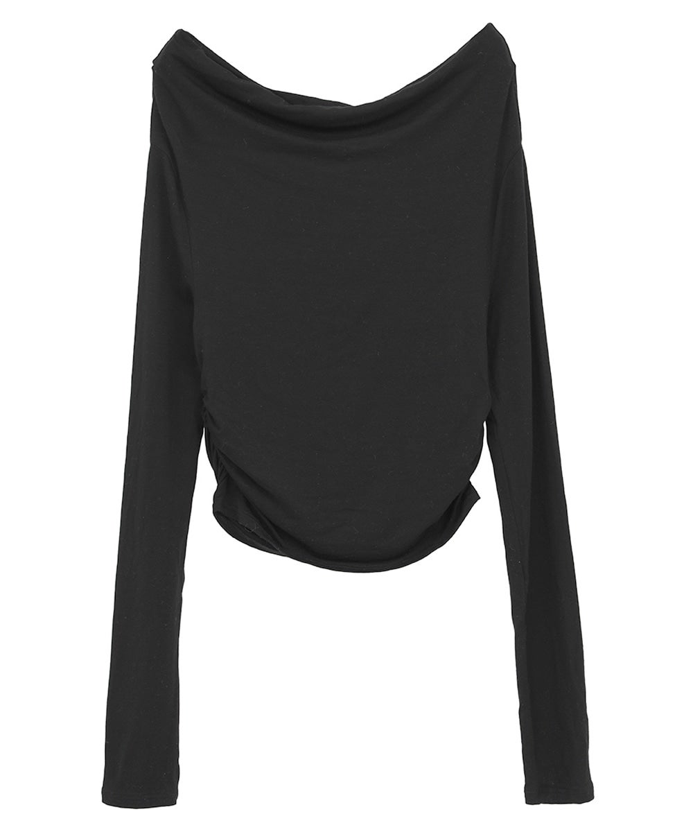 DRAPED OFF SHOULDER SOFT CUT TOPS - BLACK