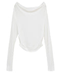 DRAPED OFF SHOULDER SOFT CUT TOPS - WHITE