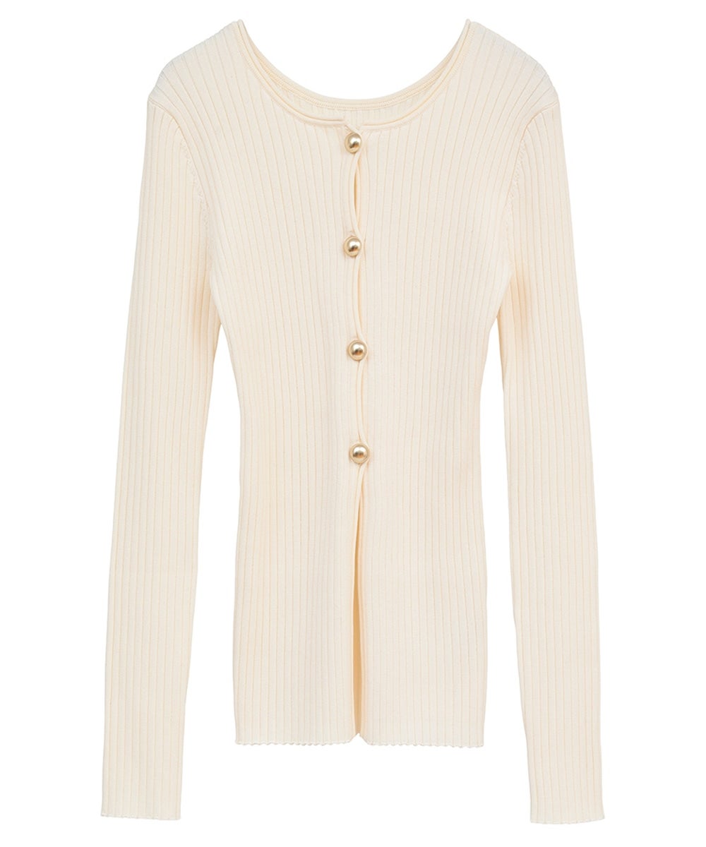 W FACE GOLD BUTTON KNIT TOPS - IVORY