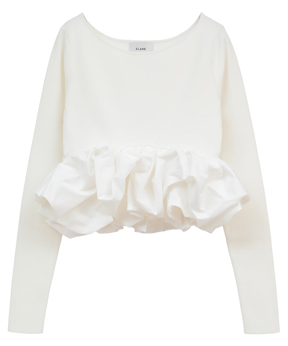 W BALLOON SHORT KNIT TOPS - WHITE