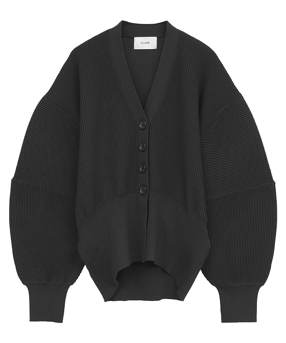 CURVED SLEEVE KNIT CARDIGAN - BLACK