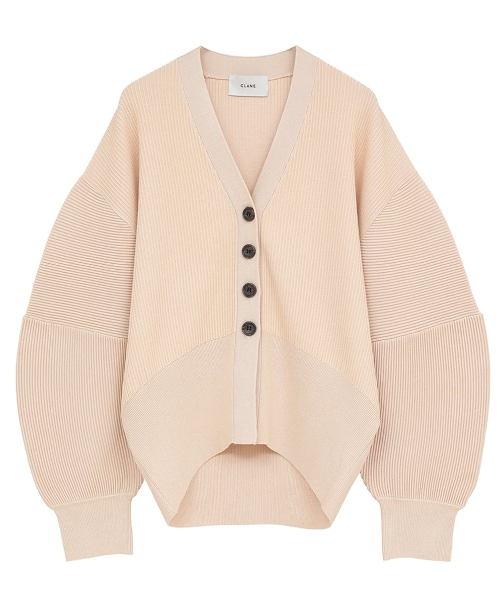 CURVED SLEEVE KNIT CARDIGAN - IVORY