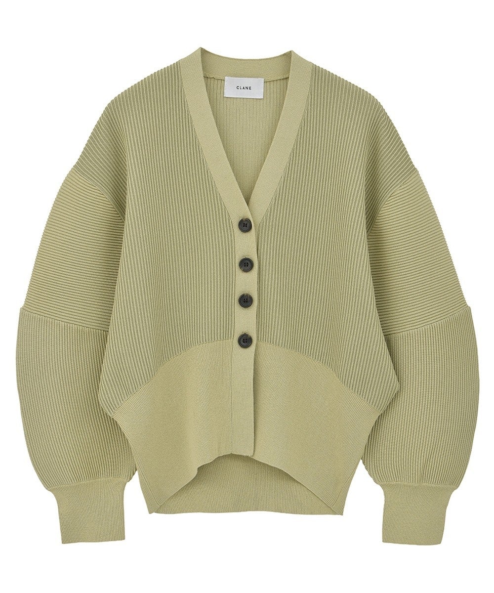 CURVED SLEEVE KNIT CARDIGAN - MOSS GREEN