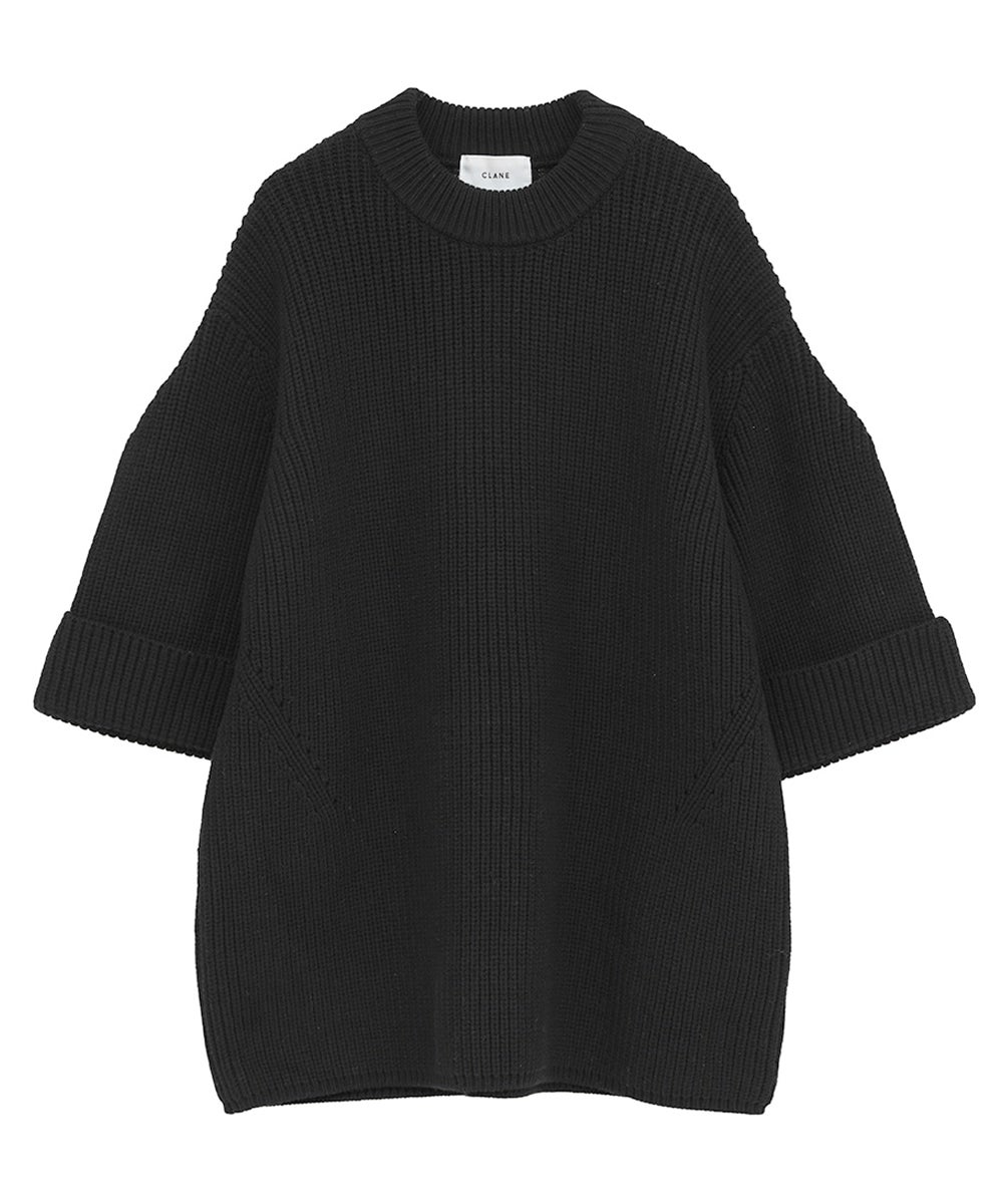 OVER HALF SLEEVE KNIT TOPS - BLACK
