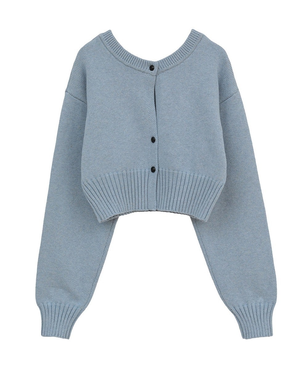 W FACE SHORT KNIT CARDIGAN - BLUE