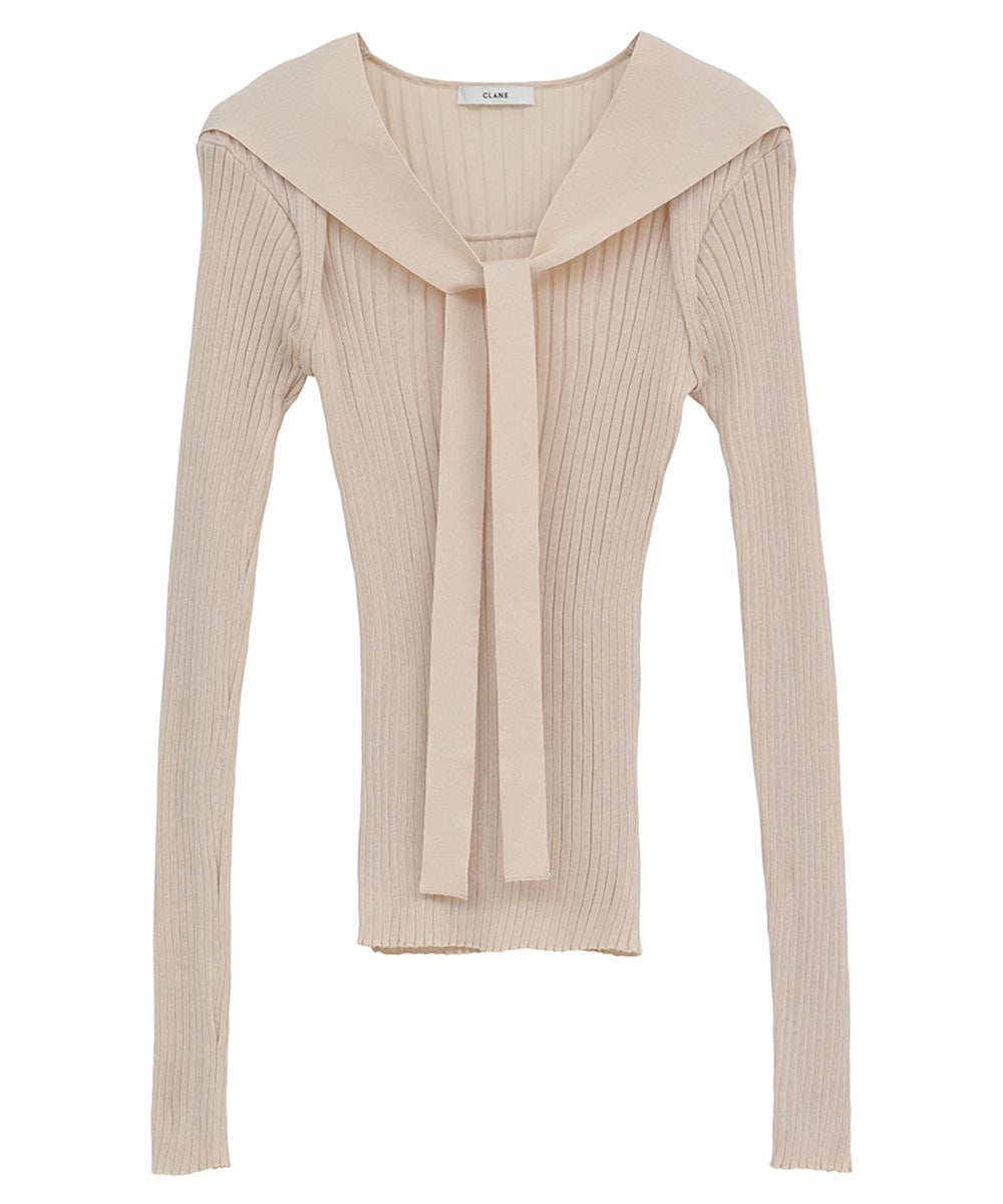 SHEER RIB RIBBON KNIT TOPS - IVORY
