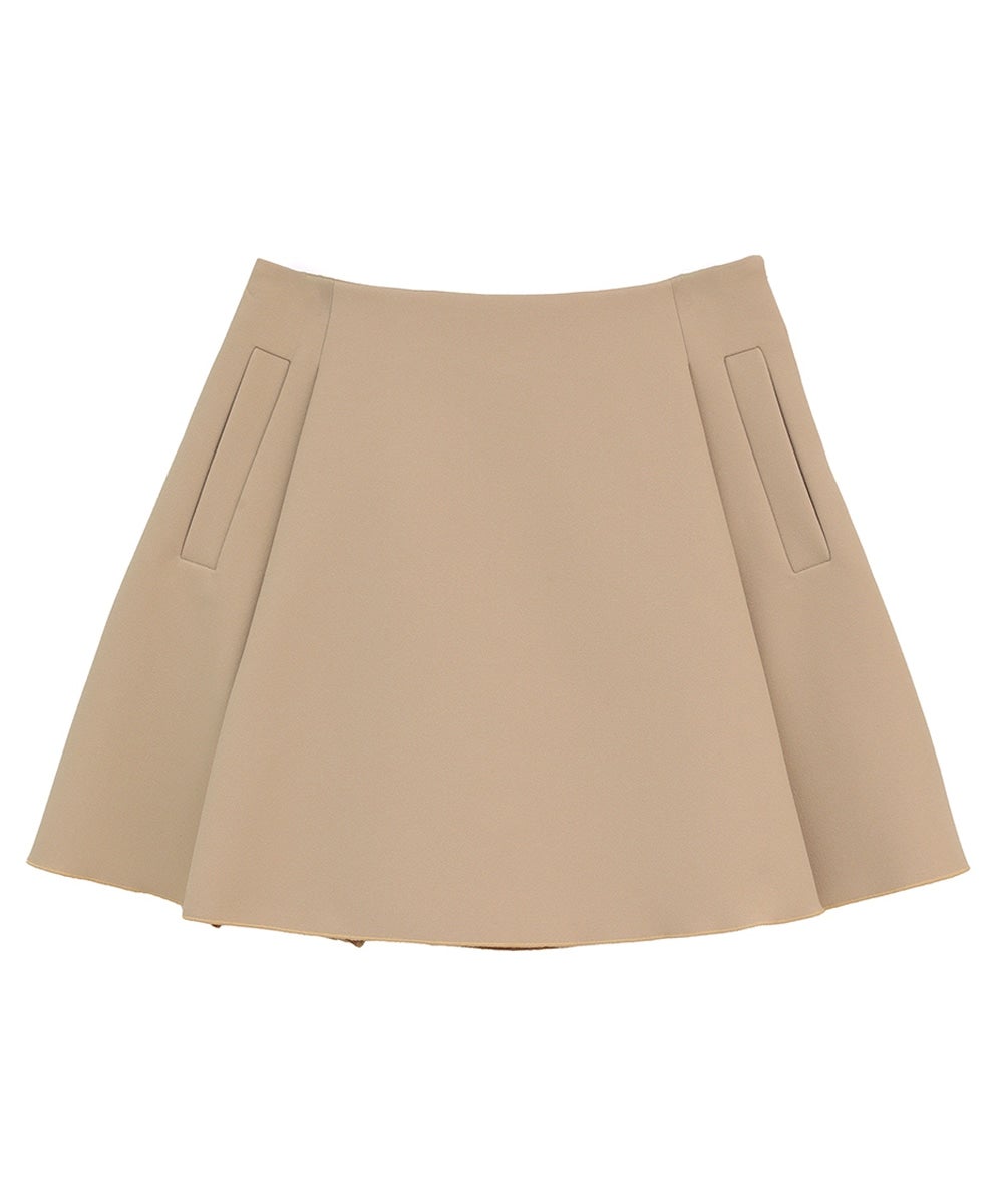 LOW WAIST FLARE MINI SKIRT - BEIGE