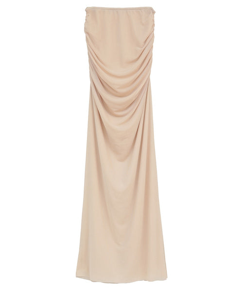 2WAY TULLE GATHERED SKIRT - BEIGE
