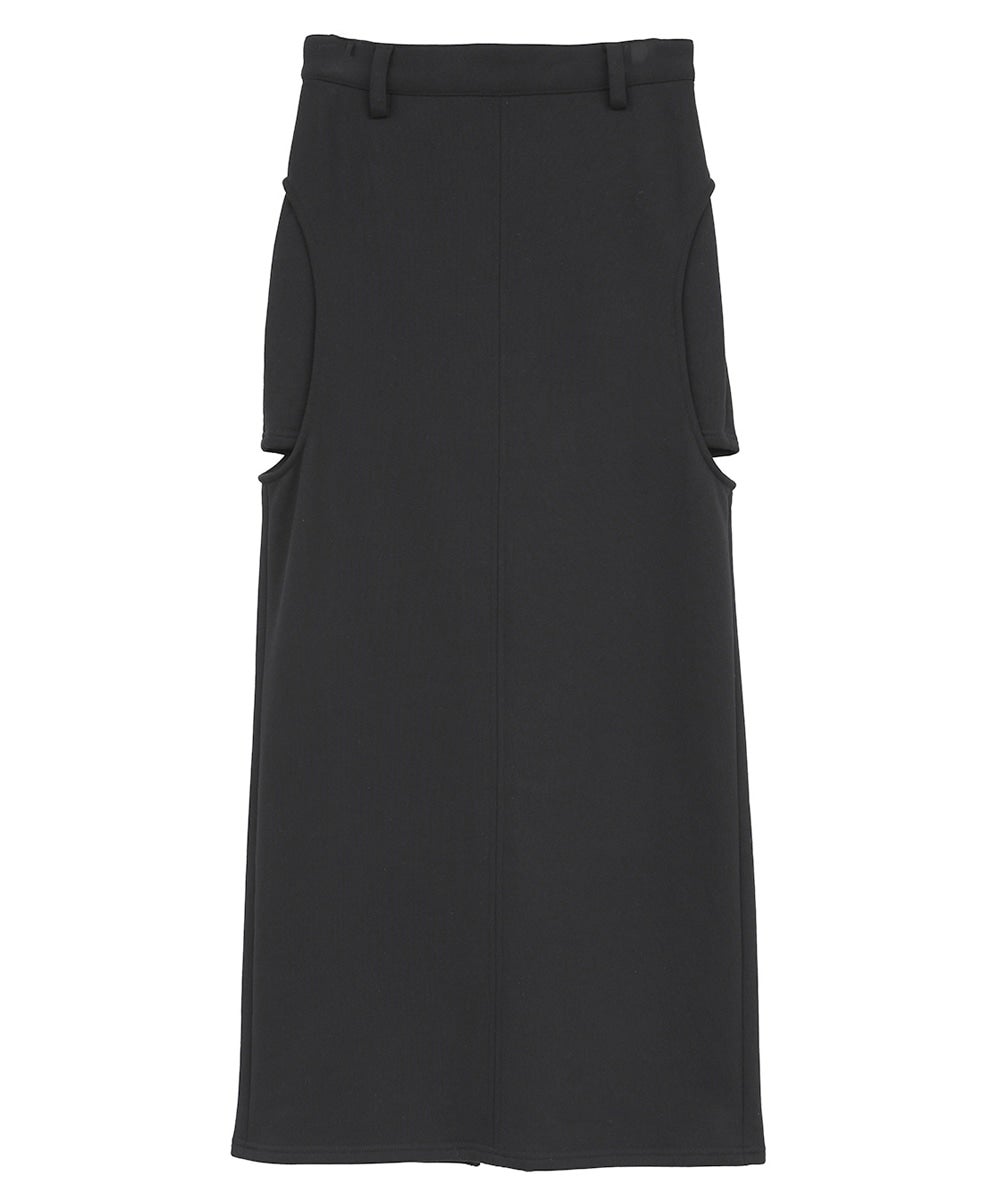 CIRCLE CUT SWEAT SKIRT - BLACK